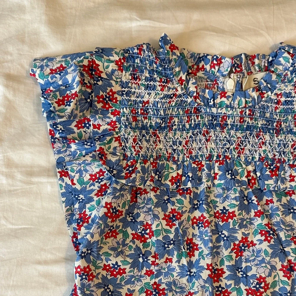 Sea New York Floral Blue and Red Kids Dress - Picture 3 of 5